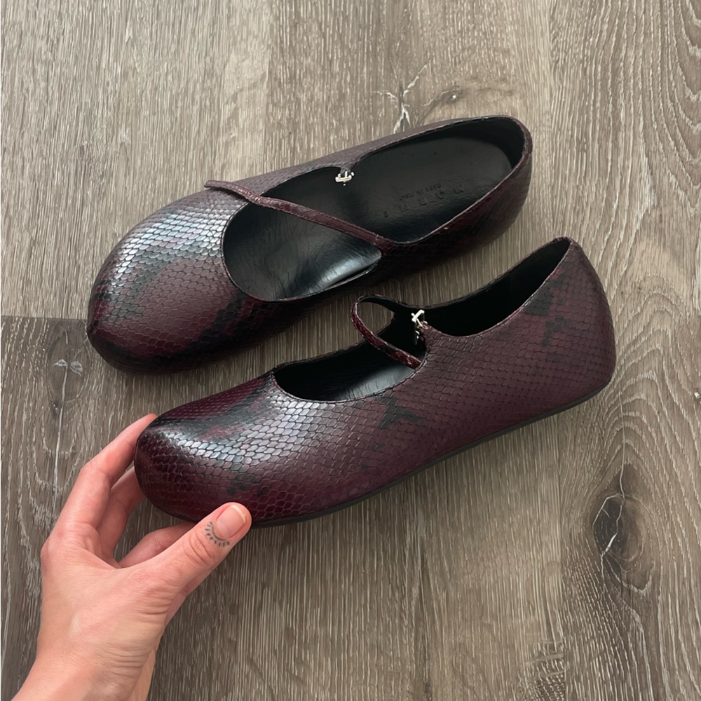 Marni Burgundy Snake Ballerina Flats